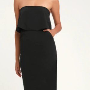 Lulus Lots of Love Black Strapless Midi Dress